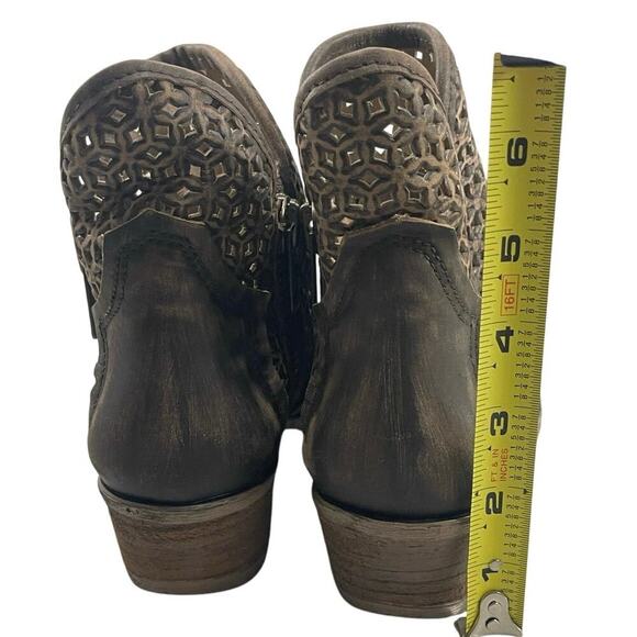 CIRCLE G BOOTS SHORT WESTERN CUTOUT SHORTIE DISTRESSED DOUBLE ZIPPERS SZ 8 Q5019 - Picture 7 of 16